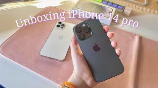 unboxing iPhone 14 pro (space black)  | screen protector + case  + comparison