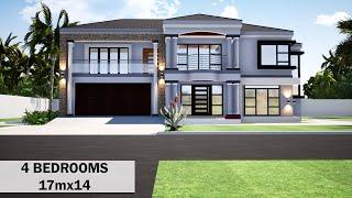 4 Bedroom house design | Double Storey design-Hip Roof | 14mx17m