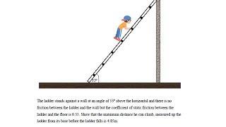 Tut.8, Q.10. Finding the maxim distance the boy can climb on the ladder without falling.