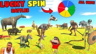 LUCKY MYSTERY SPIN BATTLES with SHINCHAN vs CHOP vs AMAAN-T in Animal Revolt Battle Simulator