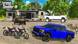 LUXURY CAMPING WITH LIFTED TRUCKS & OFFROAD TOYS! (RIVERBEND SPRINGS) | FS25