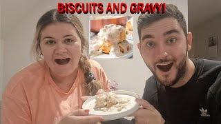 British Couple Try Biscuits and Gravy for the First time!