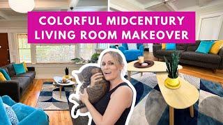 Colorful Midcentury-Inspired Renter-Friendly Living Room Makeover w/ Thrifted Finds ft. Josh Edelman