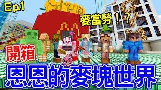 恩恩貓的麥塊世界Ep.1| 伺服器開了一個禮拜 來看大家蓋了什麼吧 竟然有麥當勞！？  恩恩老師@EanTV