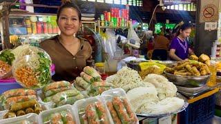 Best Cambodian street food - Delicious Spring Rolls, Noodles, Seafood @ Central Market Phnom Penh
