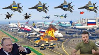 Ukrainian Fighter Jets, Drones & Tanks Attack on Russian International Airport of Moscow - GTA 5