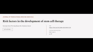 Risk factors in the development of stem cell therapy | RTCL.TV