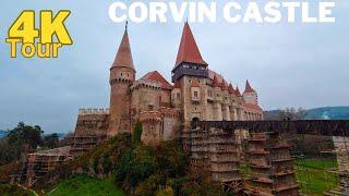 Corvin castle, Romania, walking tour 4K 60fps