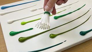 Painting a Sunflower Field / Cotton Swabs Painting Technique