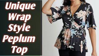 Angrakha style peplum top cutting and stitching//Wrap style top kaise banaen/wrap style peplum kurti