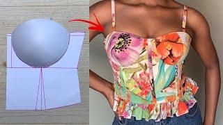 CORSET WITH BRA CUPS (cutting and sewing) / Easy tutorial for beginners