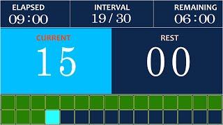 Interval timer with sync music | 15 sec work 15 sec rest