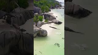 Most beautiful beach in the world #seychelles #traveltips #seychellestravel #beachvibes #droneshot