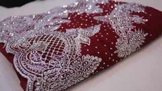 ARNG-2229 "The Maroon Splash" Premium Designer Saree||Georgette||Acrylic Stones||Silver Embroidery