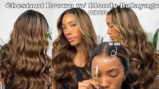 Why hire a stylist?You’ve got this! Luxury Glueless Chestnut Brown Wig w/Blonde Highlights| Hairvivi