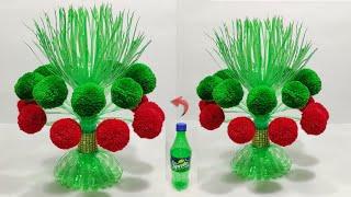 PLASTIC BOTTLE CRAFT IDEAS EASY FLOWER VASE/HOE TO MAKE WASTE BOTTLE CRAFT/WOOLEN GULDASTA