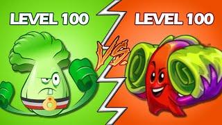 Bonk Choy Level 100 Vs Rhubarbarian Level 100 - PVZ 2 Plants Vs Plants