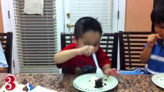 Ricky eating his 3yrs old birthday cake