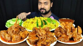 HUGE SPICY MUTTON CURRY, SOYA PULAO, LEMON, SALAD, GRAVY MUKBANG ASMR EATING SHOW | BIG BITES |