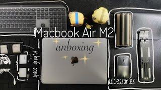 M2 macbook air unboxing + accessories haul + customization