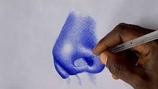 mastering how to shade a realistic nose with pen (full tutorial)