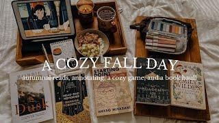 a cozy fall day ️ reading autumnal books, annotating, a cozy game, and unboxings! 