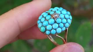 Victorian Turquoise Cluster Conversion Ring