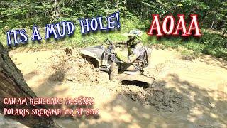 Stuck in a water hole?! - Can Am Renegade 1000xxc - Polaris scrambler XP 850 - AOAA