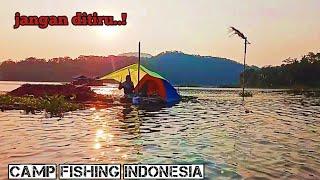 camp fishing ke-59 mancing dan bermalam di atas gubuk petani yang terendam/camp fishing Indonesia
