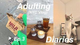 Adulting Diaries Ep.3 | NYC Vlog Japanese Cat Cafe, more cafes, lots of stationery