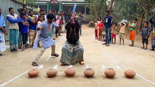 চোখ বেধে পাতিল ভাঙতে পারলেই চাল, ডাল, তেল, চিনি, আটা, লবন জেতার সুযোগ। কে জিতলো সবচেয়ে বেশি উপহার ?