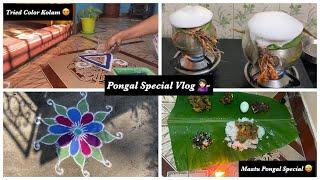 Vlog 76 || Pongal Vlog ‍️ || Non Veg special  || Tried color kolam ‍️ #diml#vlog#home