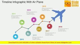 Timeline Infographic With Air Plane Powerpoint Template