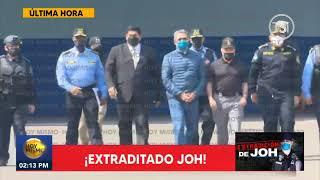 Momento en que el expresidente Juan Orlando Hernández es entrado a la DEA