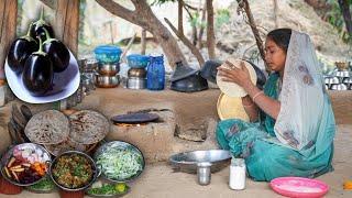 Gujarat Indian Village Dinner Cooking | Baingan Bhartha | Village Routine Life