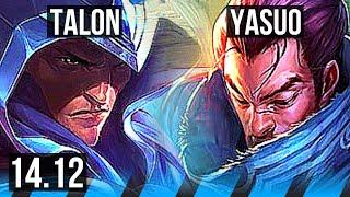 TALON vs YASUO (MID) | 11/1/6, 700+ games, Godlike | TR Grandmaster | 14.12