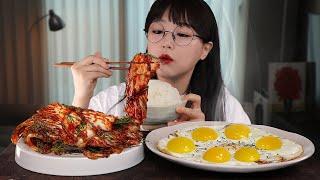 갓 담근 겉절이면 다른반찬 필요없죠 ft. 계란후라이! 한식먹방 FRESH KIMCHI & FRIED EGGS MUKBANG | EATING SOUNDS