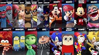 Sonic vs Pomni vs Max | Gru and Minions vs Disgust and Anxiety | Super Smash Bros Ultimate