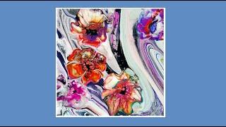 #9220 Blooms(In Space) Added To Tilted Background Fluid Art 3.19.2023intuitive art