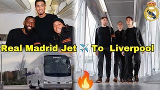 Real Madrid Stars Traveling to Liverpool ️Mbappe,Bellingham,Arda Guler on Board,Vinicius absent