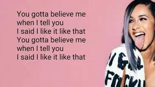 Cardi B, Bad Bunny & J Balvin-I Like It (lyrics)