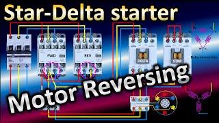 Star Delta Starter with Motor reversing /Reversing of induction motor /Reverse forward motor control