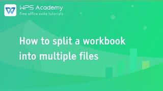[WPS Academy] 2.7.1 Excel: How to split a workbook into multiple files