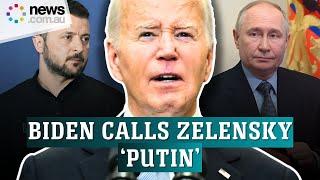 Biden confuses Zelensky for Putin at press conference