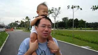 JY loves riding on daddy