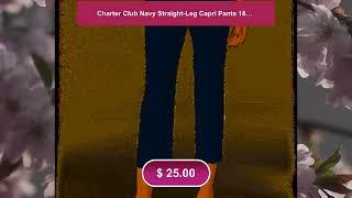 Charter Club Navy Straight-Leg Capri Pants 18, Blue