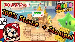 Welt 2-Panzer - Alle Sterne + Stempel 100% | Super Mario 3D World