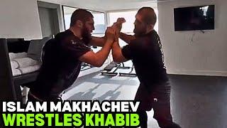 Islam Makhachev WRESTLES Khabib Nurmagomedov 2024 (VIDEO)