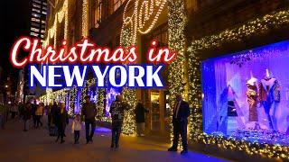 New York Christmas Walk Rockefeller Center Fifth Avenue Manhattan Walking Tour 4k