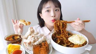 홍콩반점 탕수육 짜장면 먹방모든 걸 다 맛있게 먹는 사람 그게 바로 저이긴 합니다만 달걀후라이 + 멘보샤까지! REALSOUND MUKBANG | Jjajangmyeon :D